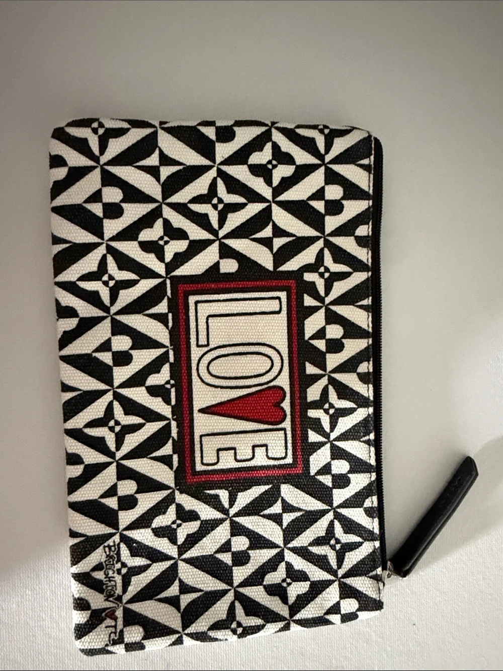 Brighton Black and White LOVE Zip Wristlet